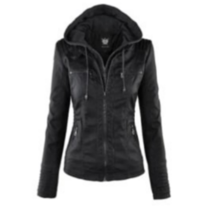 Lock and Love Women's Removeable Hooded Faux Leather  Main Image