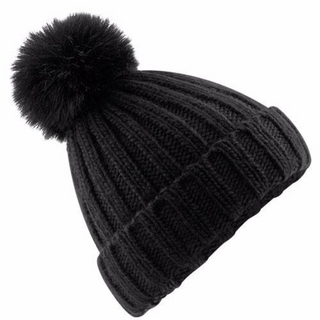 Fur Pom Pom Beanie Black VC08BLA