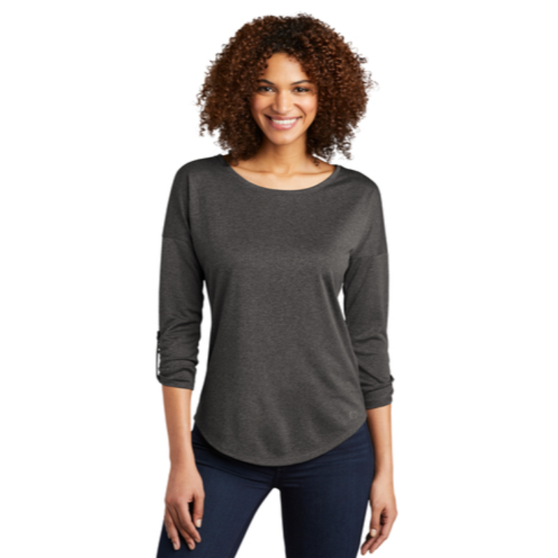OGIO® Ladies Gravitate Scoop 3/4-Sleeve - Dark Heather Grey