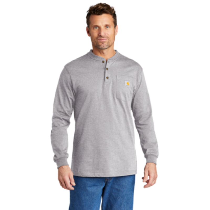 Carhartt® Long Sleeve Henley T-Shirt - Heather Grey