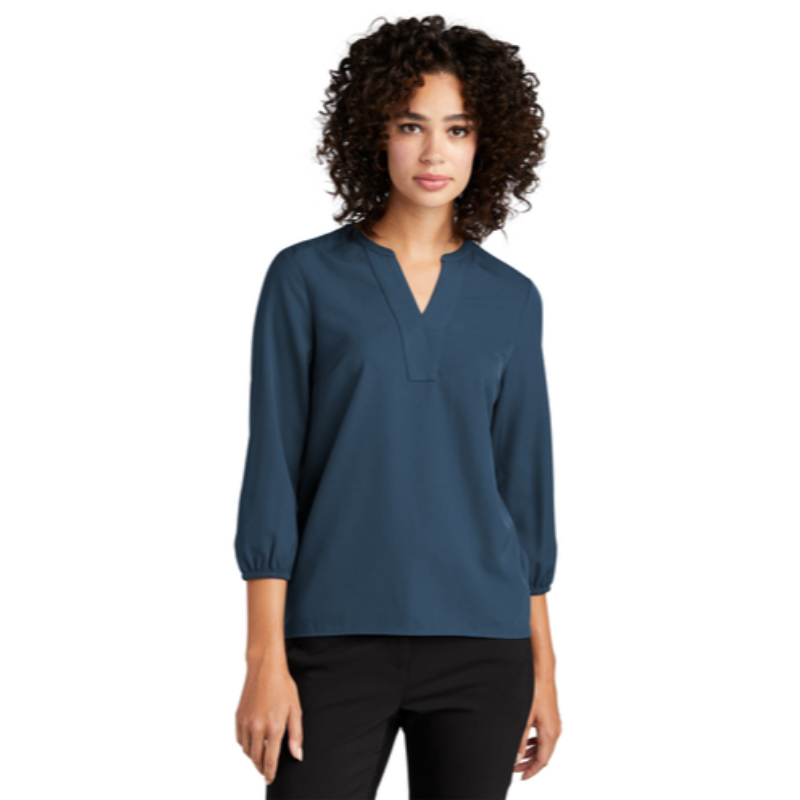 Mercer+Mettle™ Women's Stretch Crepe 3/4-Sleeve Blouse - Insignia Blue