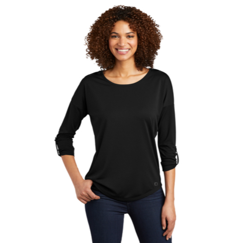 OGIO® Ladies Gravitate Scoop 3/4-Sleeve - Black Top