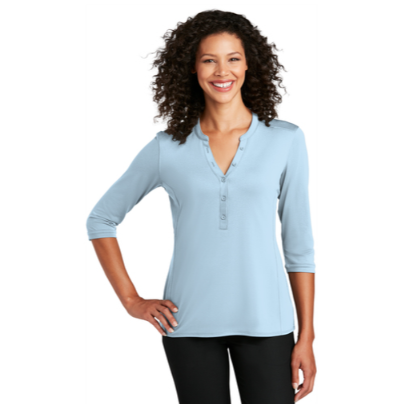 Port Authority ® Ladies UV Choice Pique Henley - Cloud Blue