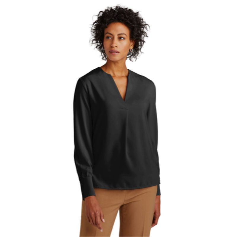 Brooks Brothers® Women’s Open-Neck Satin Blouse - Black