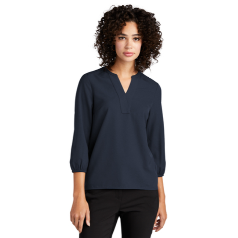Mercer+Mettle™ Women's Stretch Crepe 3/4-Sleeve Blouse - Night Navy