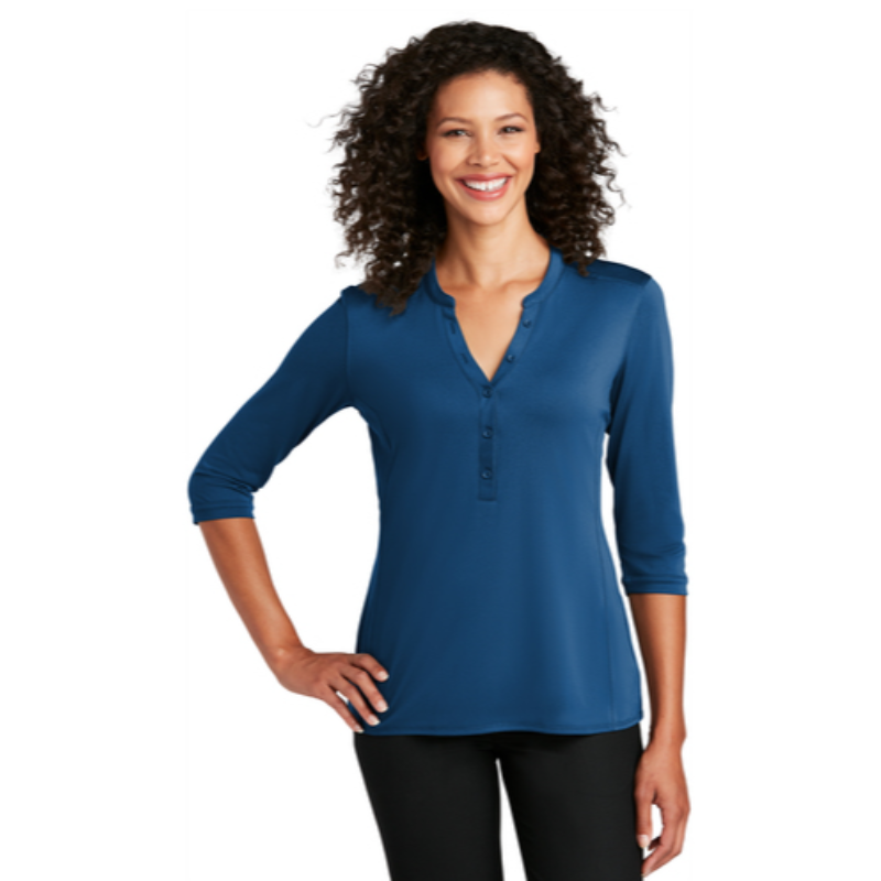Port Authority ® Ladies UV Choice Pique Henley - True Blue