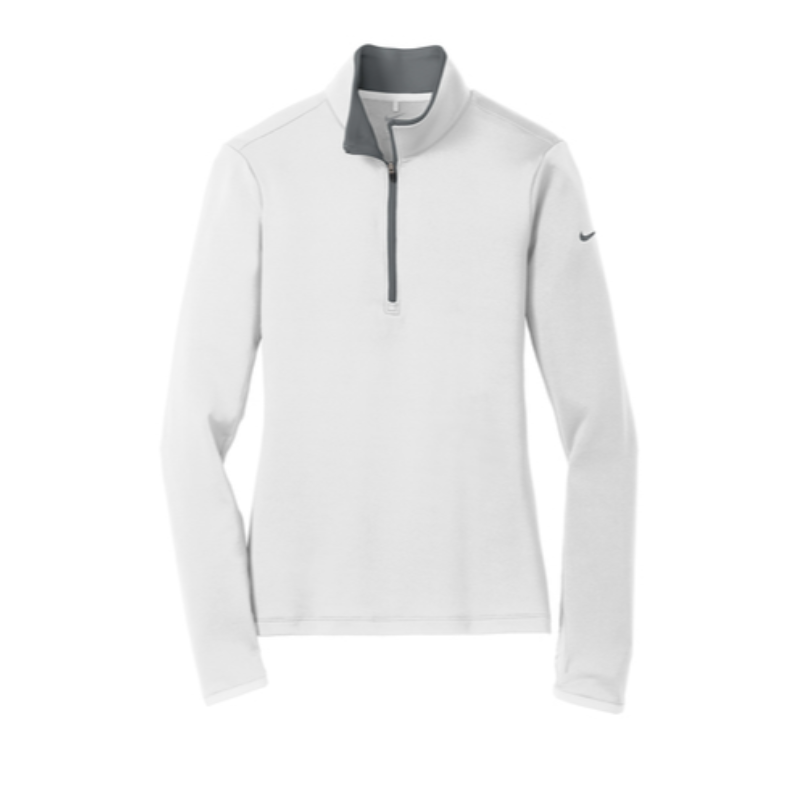 Nike Ladies Dri-FIT Stretch 1/2-Zip Cover-Up - White/ Dark Grey