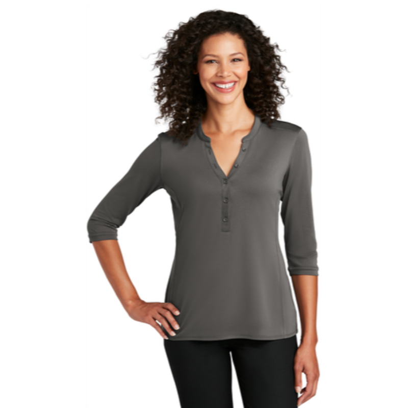 Port Authority ® Ladies UV Choice Pique Henley - Sterling Grey