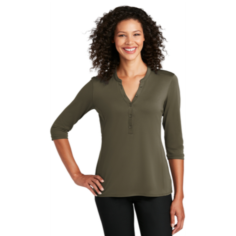Port Authority ® Ladies UV Choice Pique Henley - Deep Olive