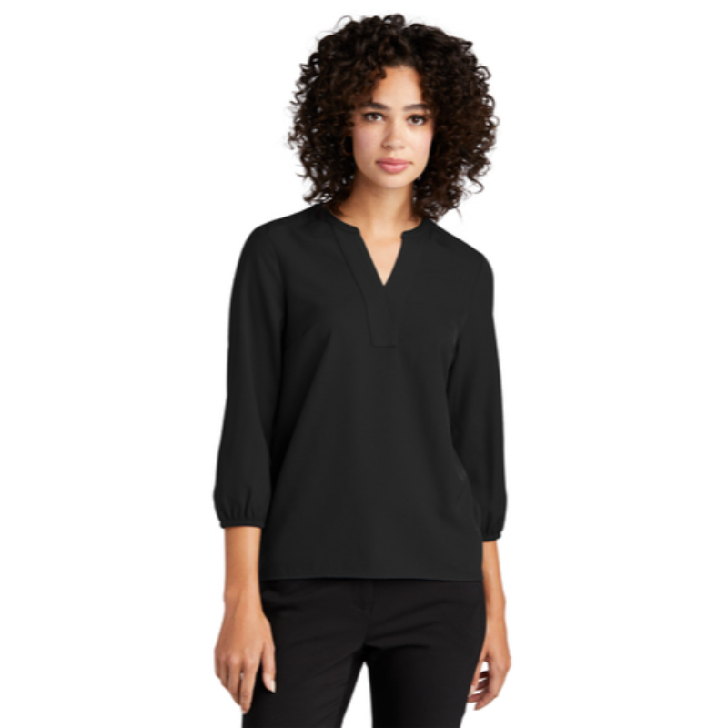 Mercer+Mettle™ Women's Stretch Crepe 3/4-Sleeve Blouse - Deep Black
