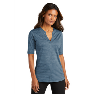 Port Authority ® Ladies Stretch Heather Open Neck Top - Regetta Blue/ Dusty Grey