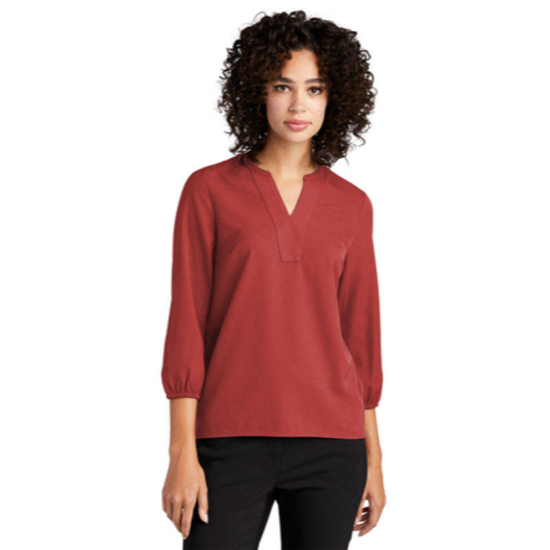 Mercer+Mettle™ Women's Stretch Crepe 3/4-Sleeve Blouse - Terracotta