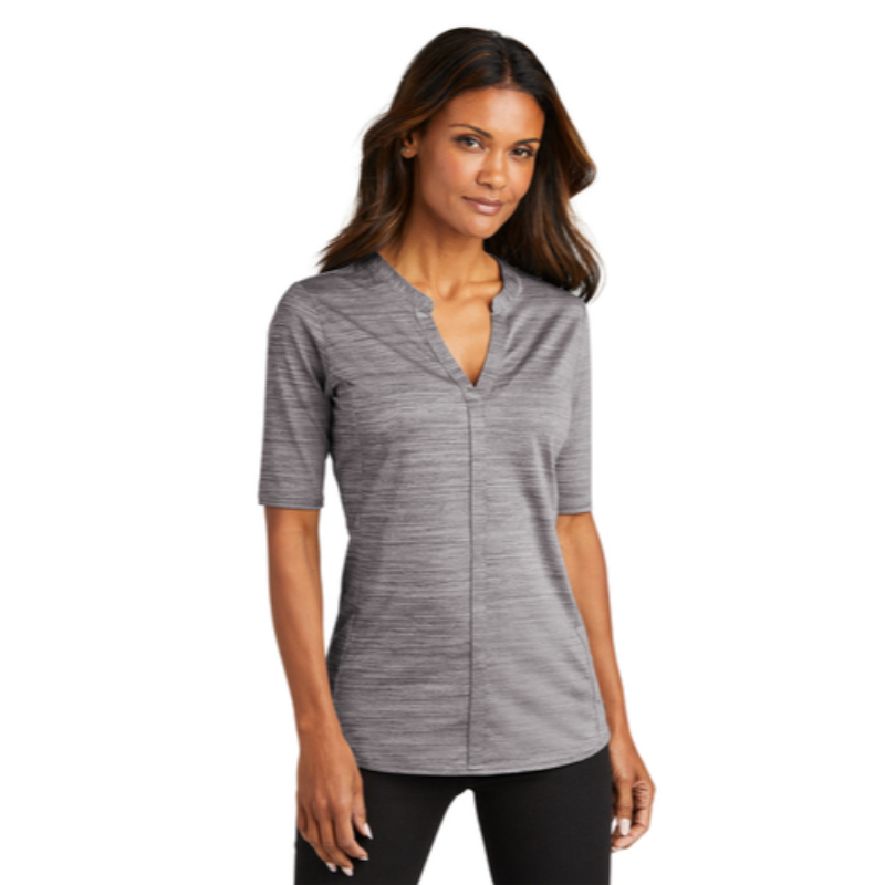 Port Authority ® Ladies Stretch Heather Open Neck Top - Graphite/White