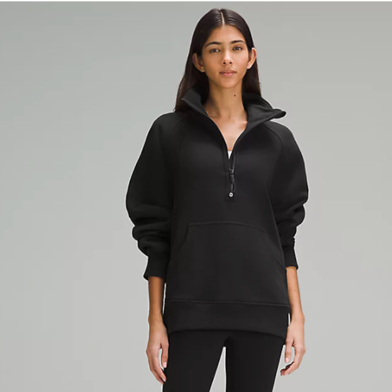 Scuba Oversized Funnel Neck Half Zip *Long - Black 