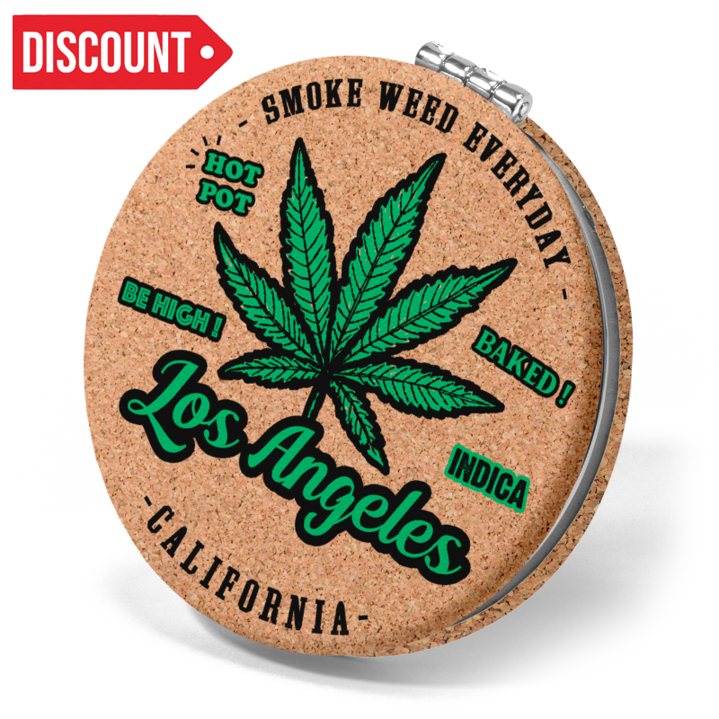 LA CORK ROUND MIRROR WEED VSN #0442