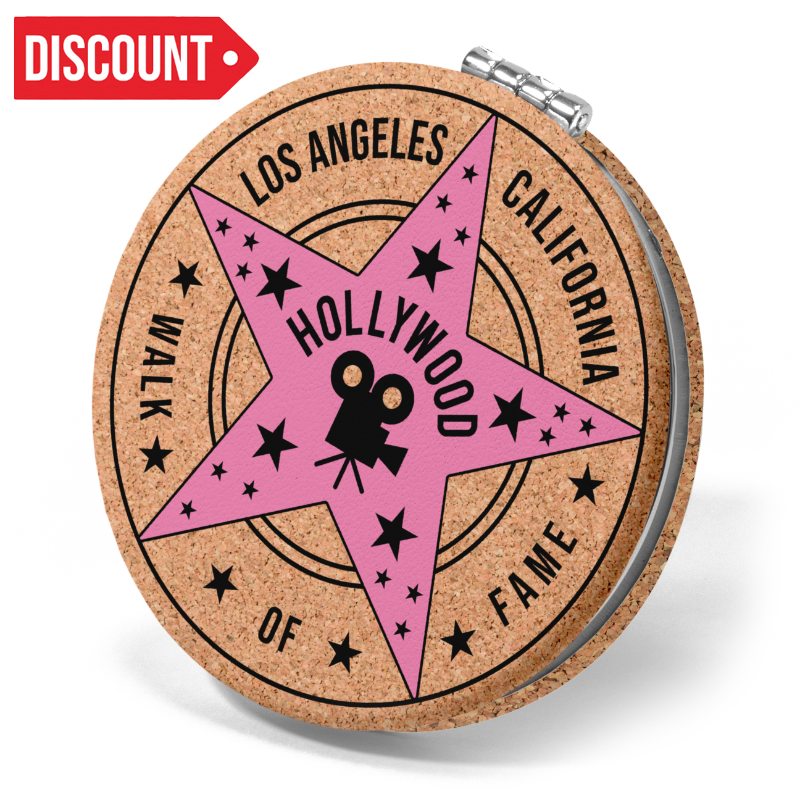 LA CORK ROUND MIRROR HOLLYWOOD STAR VSN #0404