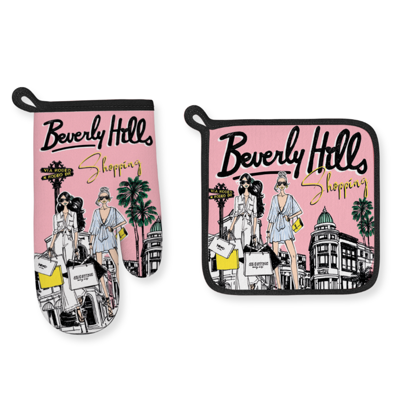 LA OVEN GLOVE + POT HOLDER FASHION PINK VSN #7175