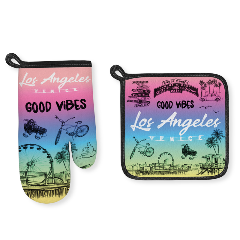 LA OVEN GLOVE + POT HOLDER BEACH VSN #6451