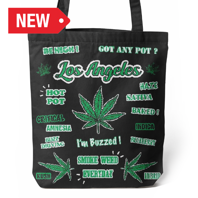 LA TOTE BAG WEED (BLK) VSN #6906
