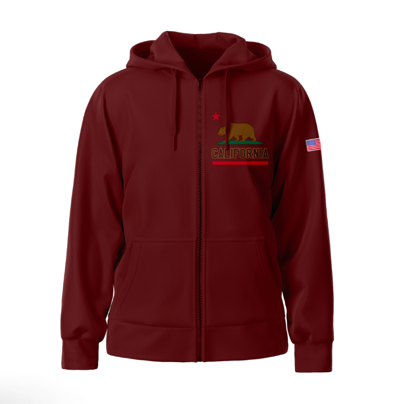 CALI FULL ZIP HOODIE CALIFORNIA BURGUNDY VSN #9704