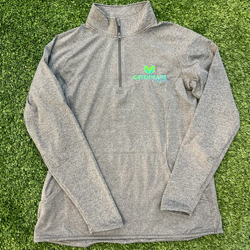 Gray Ladies Quarter Zip Long Sleeve (Embroidered)