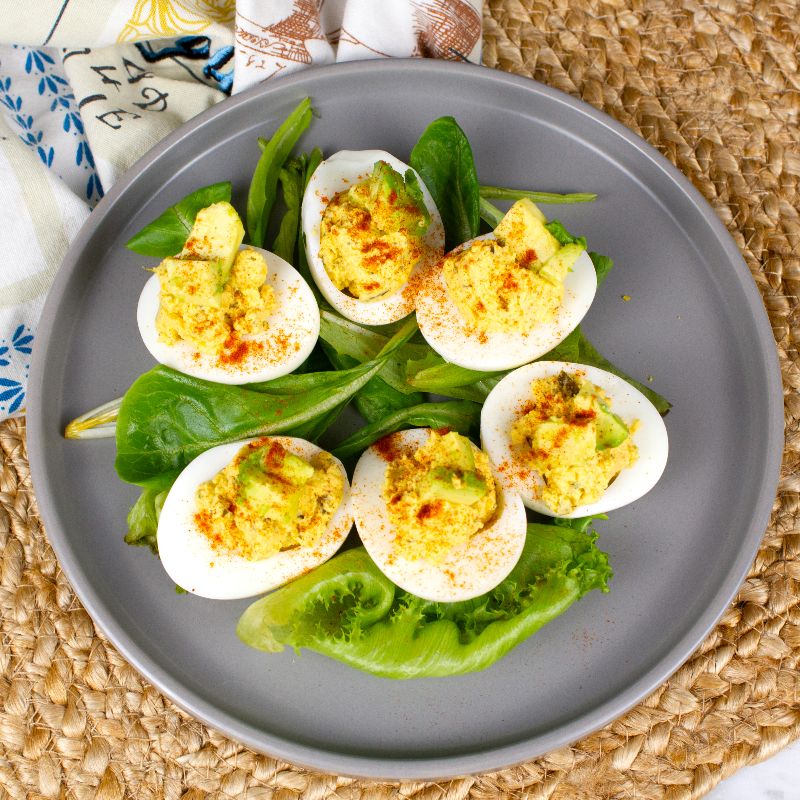 Divine Eggz w/ Avocado & Candied Bacon