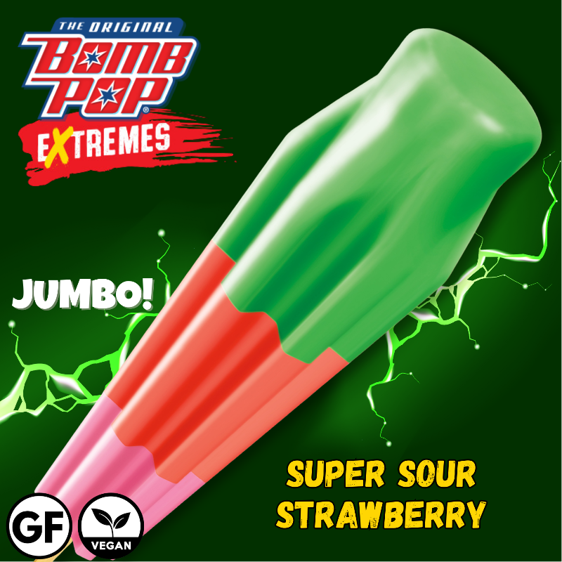 Super Sour Strawberry JUMBO Bomb Pop (12 bars/per case)