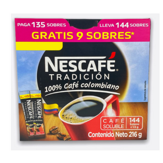 CAFE NESCAFE EN SOBRES X 144 UNIDADES