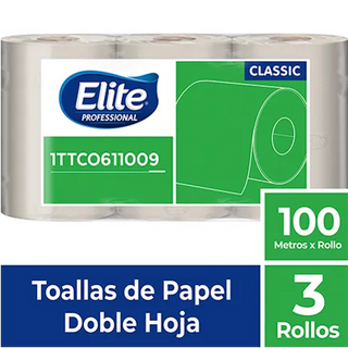 TOALLA ELITE ROLLO X 100 MTS DOBLE HOJA REF 611009