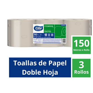 TOALLA EN ROLLO ELITE DH PAQUETE X 3 UNID DE 150 MTS