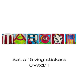 MAROON stickers, set of 5 vinyl stickers 6" long, 1" high