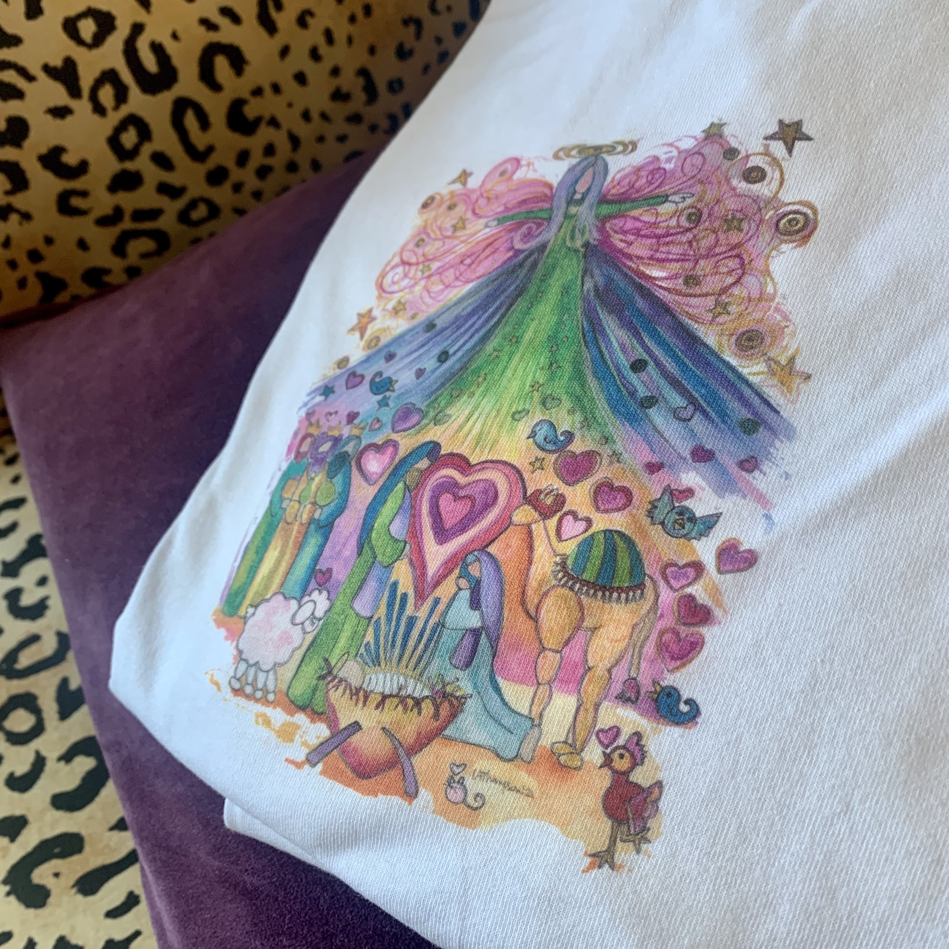 Nativity Tshirts, LONG- sleeve, white, youth and adult sizes with NO jagged cut neck