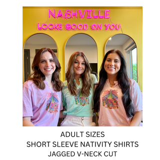 Nativity T-shirts, short sleeve, ADULT and YOUTH sizes WITH jagged cut v-neck