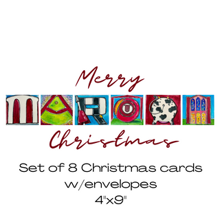 Merry Maroon Christmas notecards with envelopes 4" x9" letter sized cards, set of 8