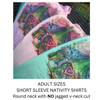 Nativity T-shirts, short sleeve, ADULT and YOUTH sizes with NO jagged cut neck