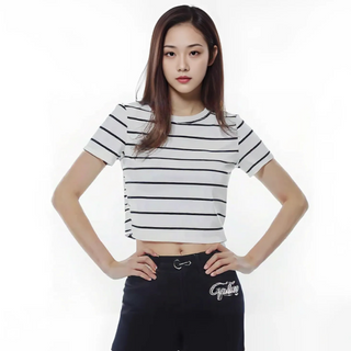 Women Striped Crop Top 