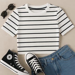 Women Striped Crop Top 