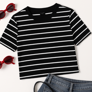 Women Striped Crop Top 