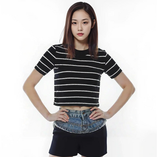 Women Striped Crop Top 