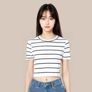 Women Striped Crop Top 