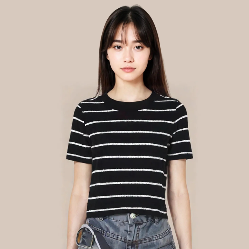 Women Striped Crop Top 