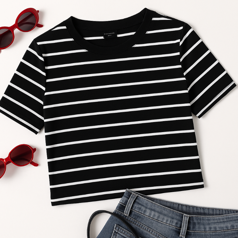 Women Striped Crop Top 