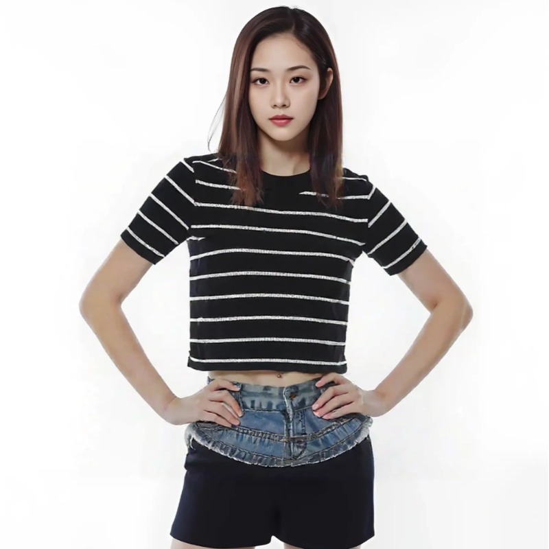 Women Striped Crop Top 