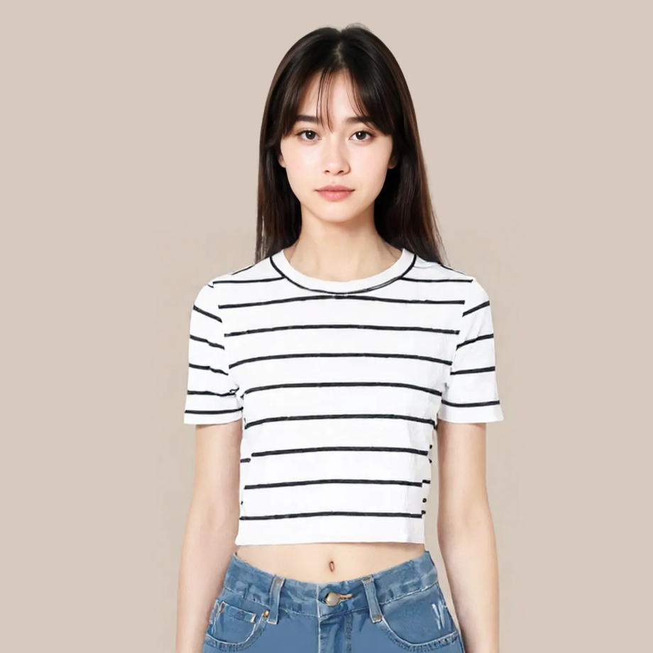 Women Striped Crop Top 