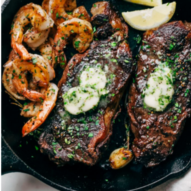 T-Bone with Prawns
