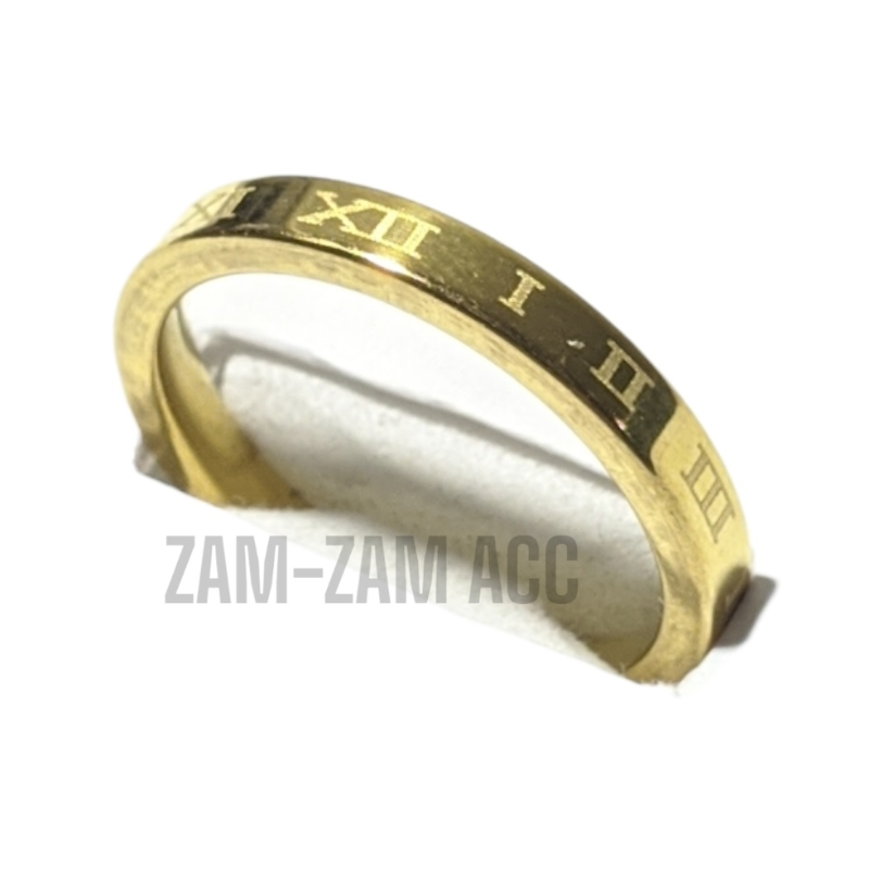 Cincin Titanium Gold Angka Romawi Main Image