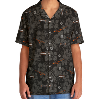 Superior Men's Hawaiian Shirt - Black Gray Orange