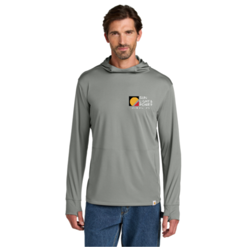 Grey Carhartt Force® Sun Defender™ Long Sleeve Hooded T-Shirt