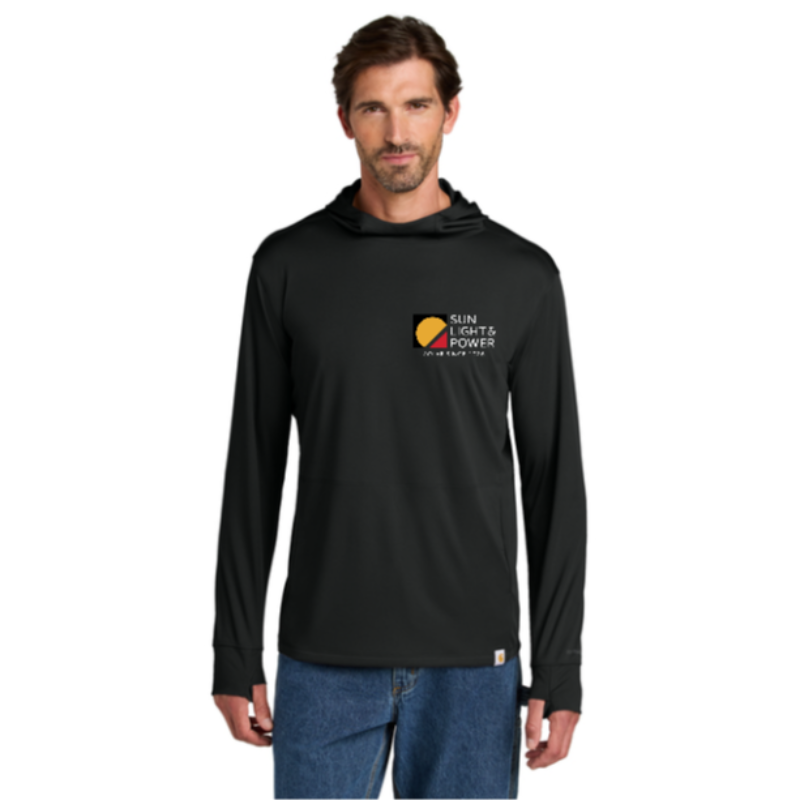 Black Carhartt Force® Sun Defender™ Long Sleeve Hooded T-Shirt 