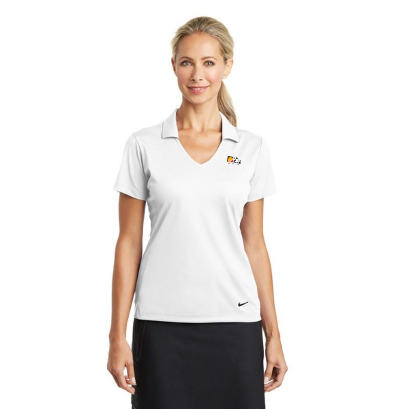 White Nike Golf Ladies Dri-Fit Vertical Mesh Polo Shirt Main Image